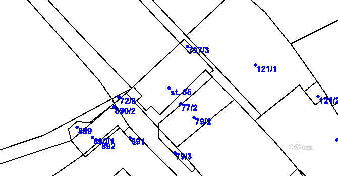Parcela st. 65 v KÚ Horní Dubenky, Katastrální mapa
