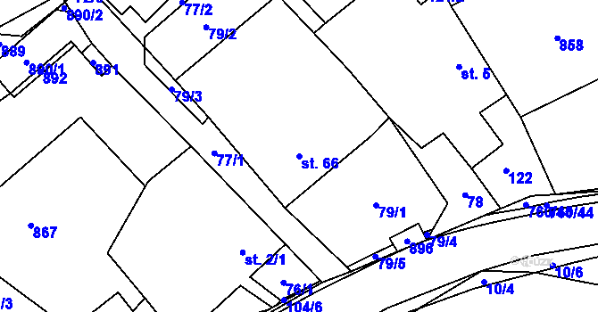 Parcela st. 66 v KÚ Horní Dubenky, Katastrální mapa