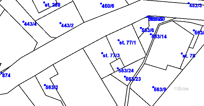 Parcela st. 77/3 v KÚ Horní Dubenky, Katastrální mapa