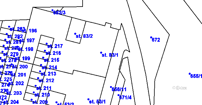 Parcela st. 83/1 v KÚ Horní Dubenky, Katastrální mapa