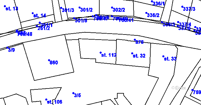 Parcela st. 112 v KÚ Horní Dubenky, Katastrální mapa