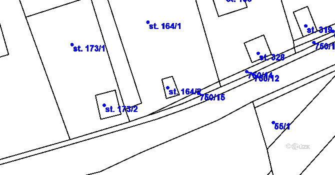 Parcela st. 164/2 v KÚ Horní Dubenky, Katastrální mapa