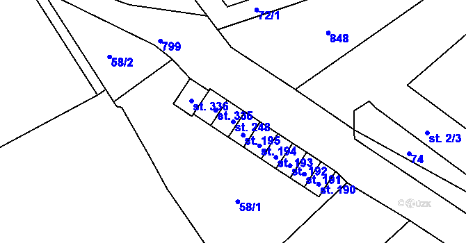 Parcela st. 248 v KÚ Horní Dubenky, Katastrální mapa