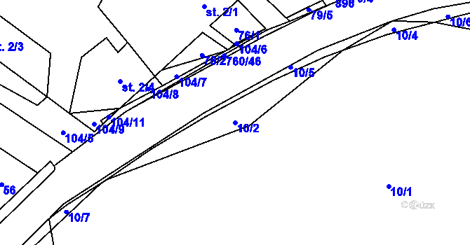 Parcela st. 10/2 v KÚ Horní Dubenky, Katastrální mapa