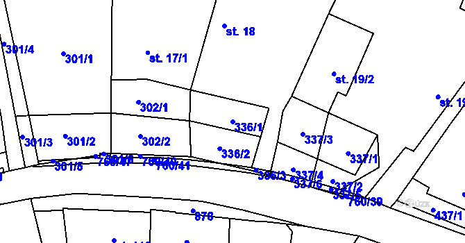 Parcela st. 336/1 v KÚ Horní Dubenky, Katastrální mapa