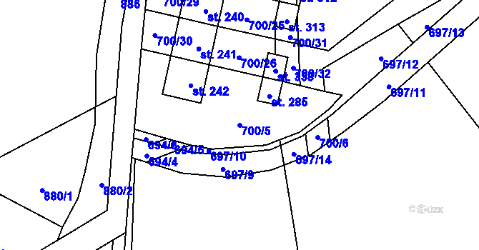 Parcela st. 700/5 v KÚ Horní Dubenky, Katastrální mapa
