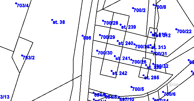 Parcela st. 700/30 v KÚ Horní Dubenky, Katastrální mapa