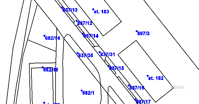 Parcela st. 837/31 v KÚ Horní Dubenky, Katastrální mapa
