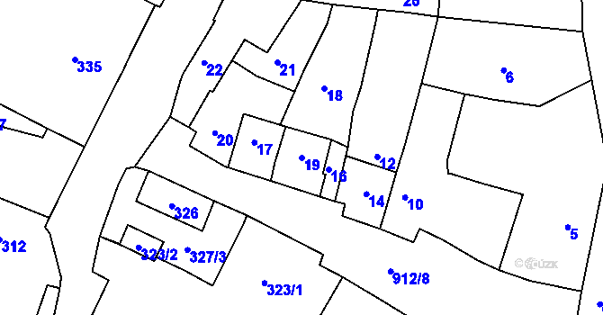 Parcela st. 19 v KÚ Horní Dubňany, Katastrální mapa