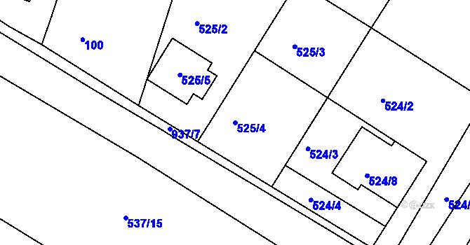 Parcela st. 525/4 v KÚ Horní Dubňany, Katastrální mapa