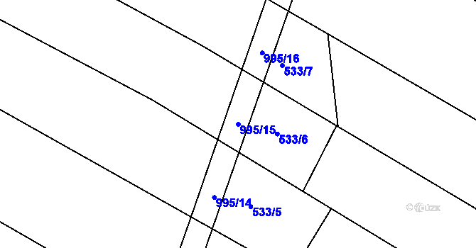 Parcela st. 995/15 v KÚ Horní Dubňany, Katastrální mapa