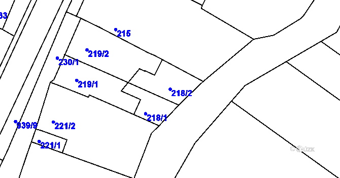 Parcela st. 218/2 v KÚ Horní Dubňany, Katastrální mapa