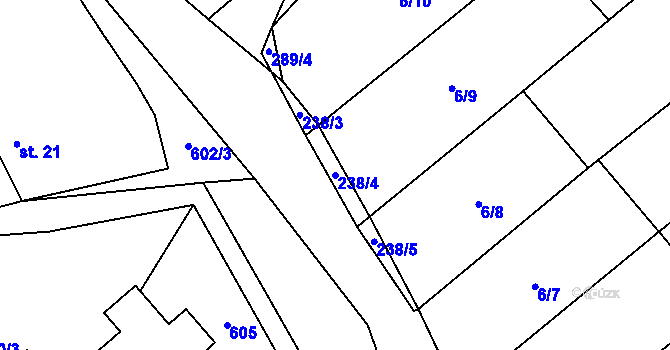 Parcela st. 238/4 v KÚ Domčice, Katastrální mapa