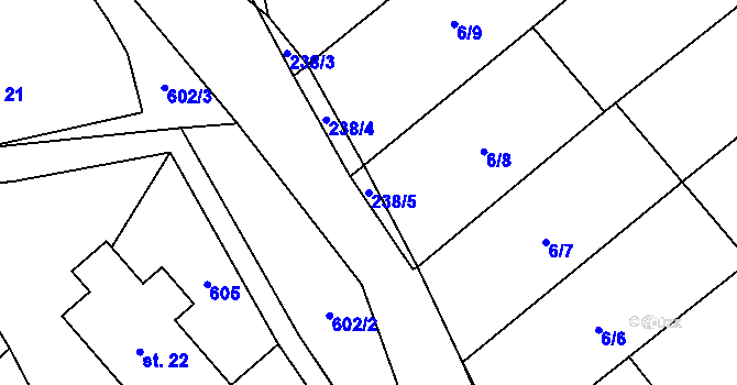 Parcela st. 238/5 v KÚ Domčice, Katastrální mapa