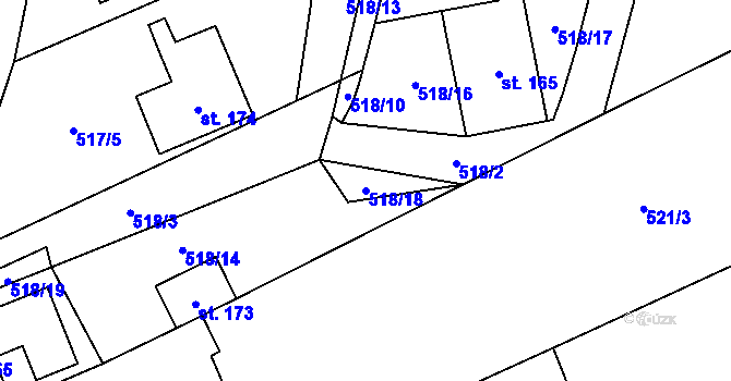 Parcela st. 518/18 v KÚ Domčice, Katastrální mapa
