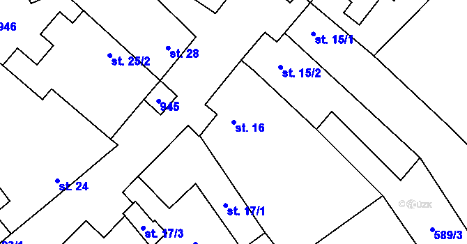 Parcela st. 16 v KÚ Domčice, Katastrální mapa
