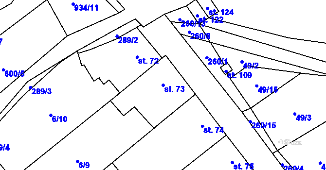 Parcela st. 73 v KÚ Domčice, Katastrální mapa