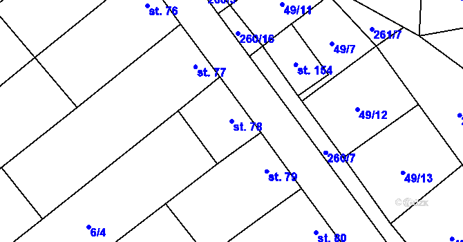 Parcela st. 78 v KÚ Domčice, Katastrální mapa