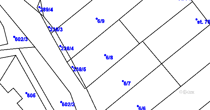 Parcela st. 6/8 v KÚ Domčice, Katastrální mapa
