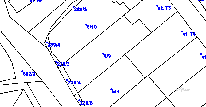 Parcela st. 6/9 v KÚ Domčice, Katastrální mapa