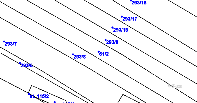 Parcela st. 61/2 v KÚ Domčice, Katastrální mapa