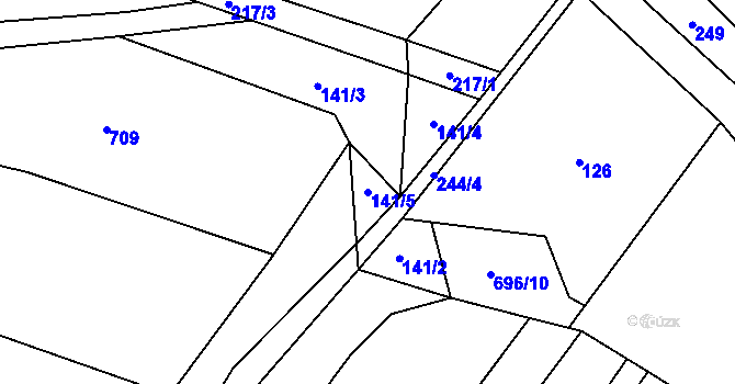 Parcela st. 141/5 v KÚ Domčice, Katastrální mapa