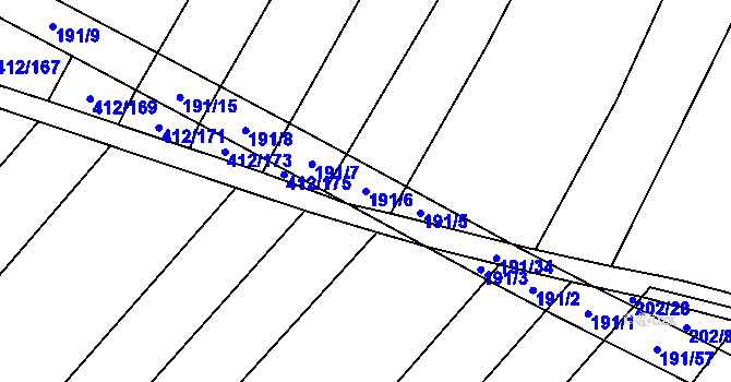 Parcela st. 191/6 v KÚ Domčice, Katastrální mapa