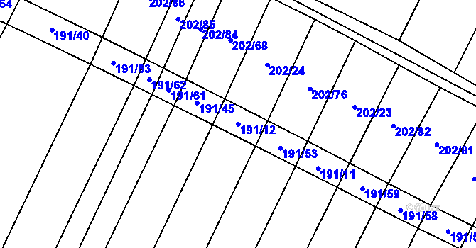 Parcela st. 191/12 v KÚ Domčice, Katastrální mapa