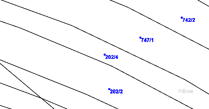 Parcela st. 202/4 v KÚ Domčice, Katastrální mapa