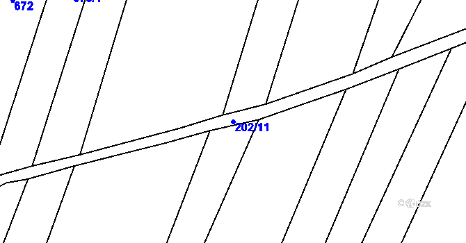 Parcela st. 202/11 v KÚ Domčice, Katastrální mapa