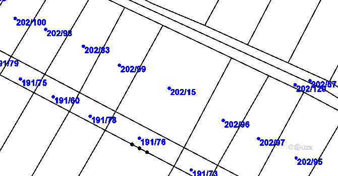 Parcela st. 202/15 v KÚ Domčice, Katastrální mapa