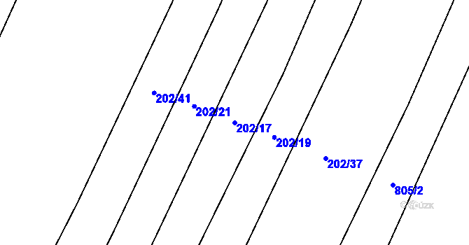 Parcela st. 202/17 v KÚ Domčice, Katastrální mapa