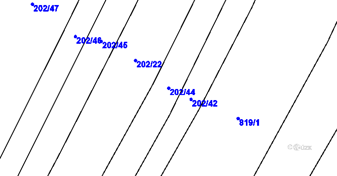 Parcela st. 202/44 v KÚ Domčice, Katastrální mapa