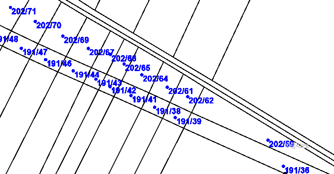 Parcela st. 202/61 v KÚ Domčice, Katastrální mapa