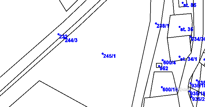 Parcela st. 245/1 v KÚ Domčice, Katastrální mapa