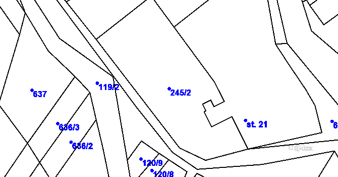 Parcela st. 245/2 v KÚ Domčice, Katastrální mapa