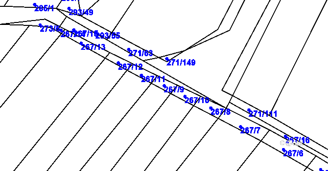 Parcela st. 267/9 v KÚ Domčice, Katastrální mapa