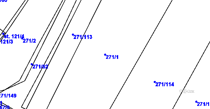 Parcela st. 271/1 v KÚ Domčice, Katastrální mapa