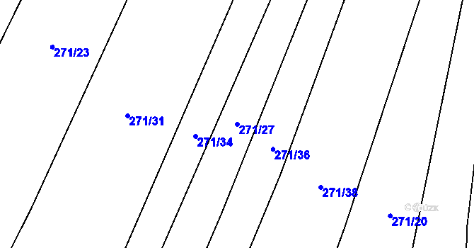 Parcela st. 271/27 v KÚ Domčice, Katastrální mapa