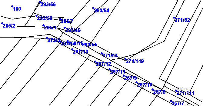 Parcela st. 271/63 v KÚ Domčice, Katastrální mapa