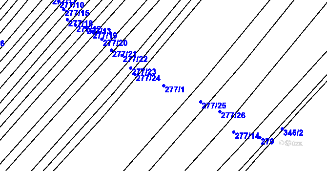 Parcela st. 277/1 v KÚ Domčice, Katastrální mapa