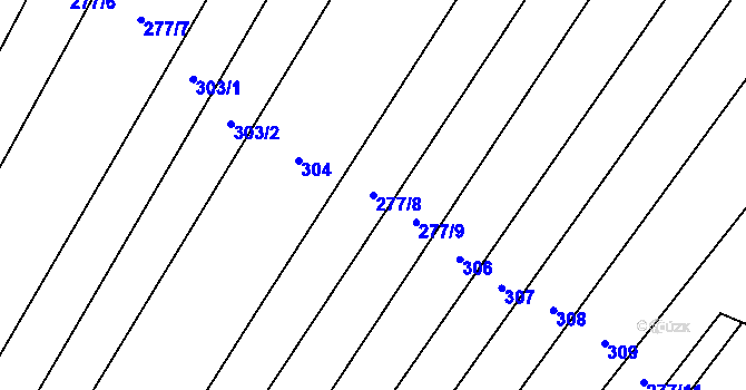 Parcela st. 277/8 v KÚ Domčice, Katastrální mapa