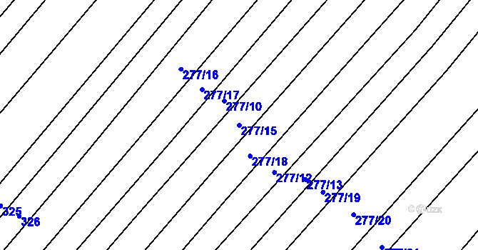 Parcela st. 277/15 v KÚ Domčice, Katastrální mapa