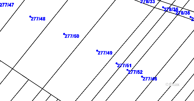Parcela st. 277/49 v KÚ Domčice, Katastrální mapa