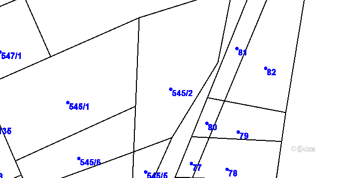 Parcela st. 545/2 v KÚ Domčice, Katastrální mapa