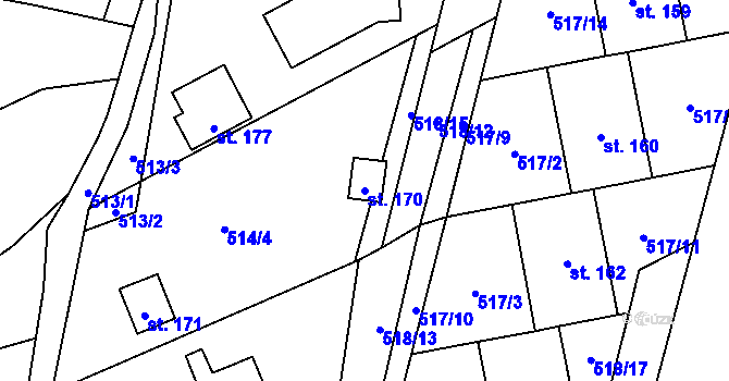 Parcela st. 170 v KÚ Domčice, Katastrální mapa