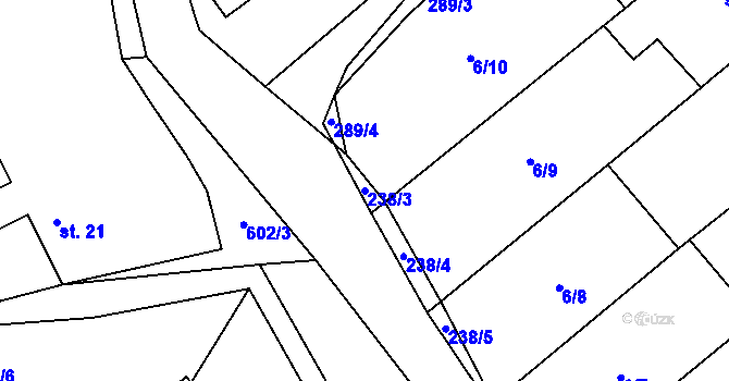 Parcela st. 238/3 v KÚ Domčice, Katastrální mapa