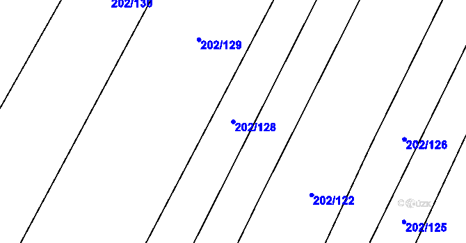 Parcela st. 202/128 v KÚ Domčice, Katastrální mapa