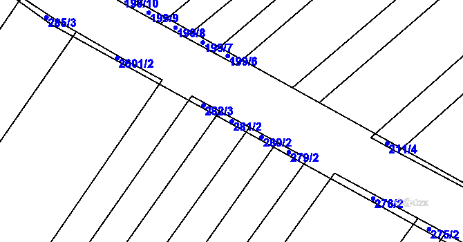 Parcela st. 281/2 v KÚ Horní Dunajovice, Katastrální mapa