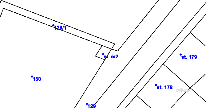 Parcela st. 5/2 v KÚ Horní Dunajovice, Katastrální mapa